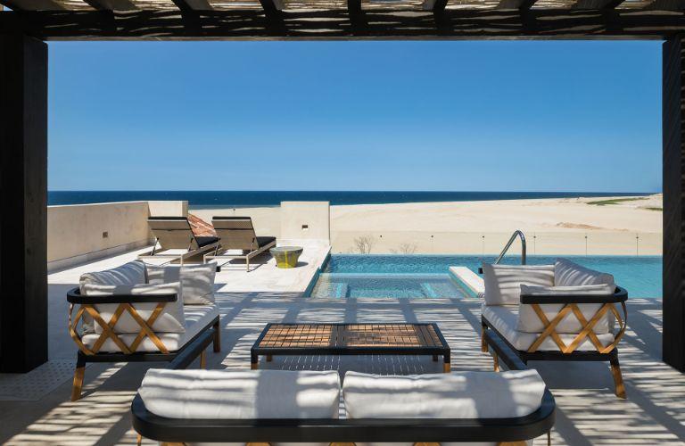 Luxury penthouse terrace with private infinity pool and ocean views